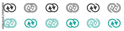 Set of synergy icons. Arrow synergy logo. EPS10. Vector illustration.