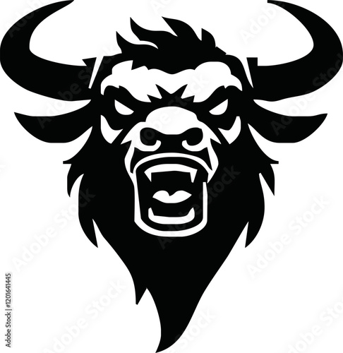 Silhouette Bull Head Icon Vector. Bull head icon isolated on white background.