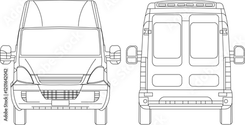 Vector illustration of a minivan vehicle design sketch for carrying many passengers 