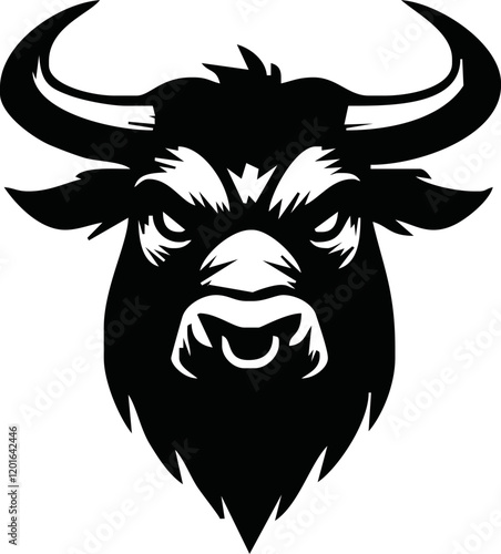 Silhouette Bull Head Icon Vector. Bull head icon isolated on white background.