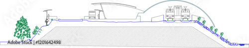 vector illustration design image view section of metro train station construction