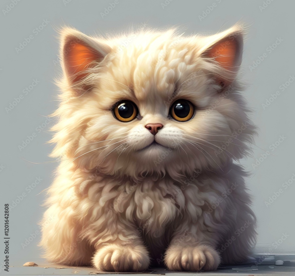 Fototapeta premium Illustration of fluffy cat.