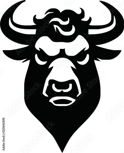 Silhouette Bull Head Icon Vector. Bull head icon isolated on white background.