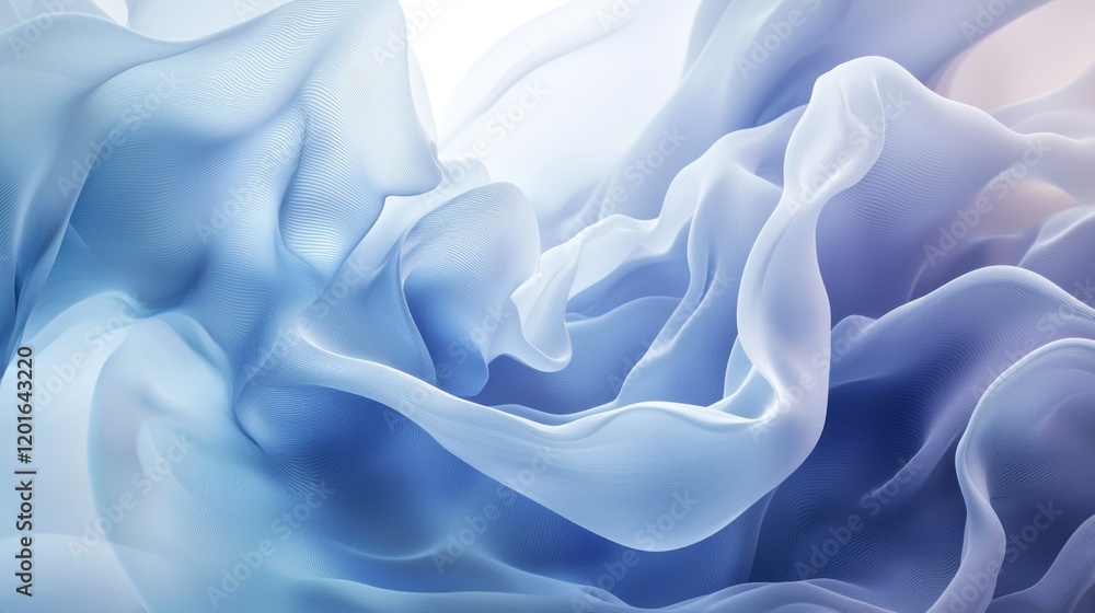 Obraz premium Abstract Blue Silk Swirls: A Serene Visual Symphony