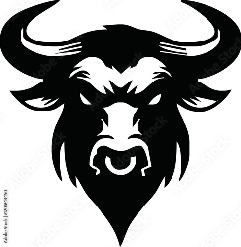 Silhouette Bull Head Icon Vector. Bull head icon isolated on white background.