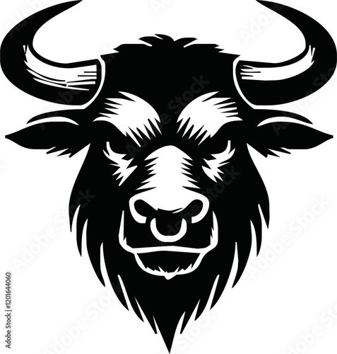 Silhouette Bull Head Icon Vector. Bull head icon isolated on white background.