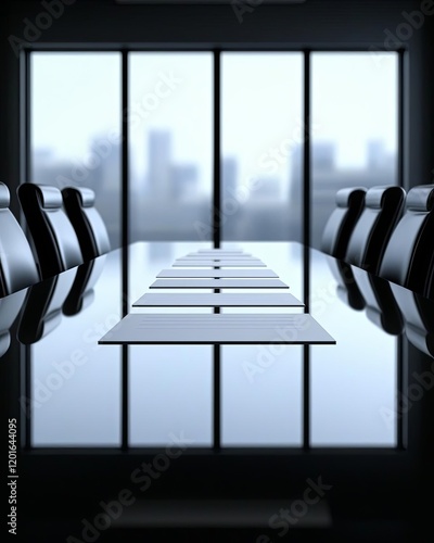 Modern conference room with skyline view., Business meeting scene with a closeup of a whiteboard