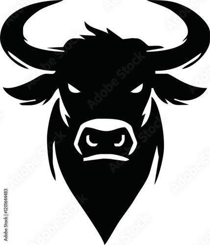 Silhouette Bull Head Icon Vector. Bull head icon isolated on white background.