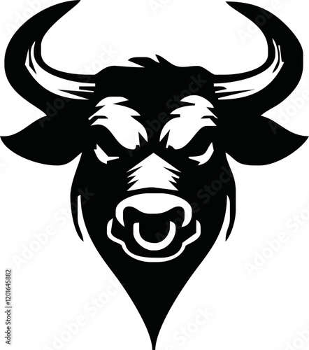 Silhouette Bull Head Icon Vector. Bull head icon isolated on white background.