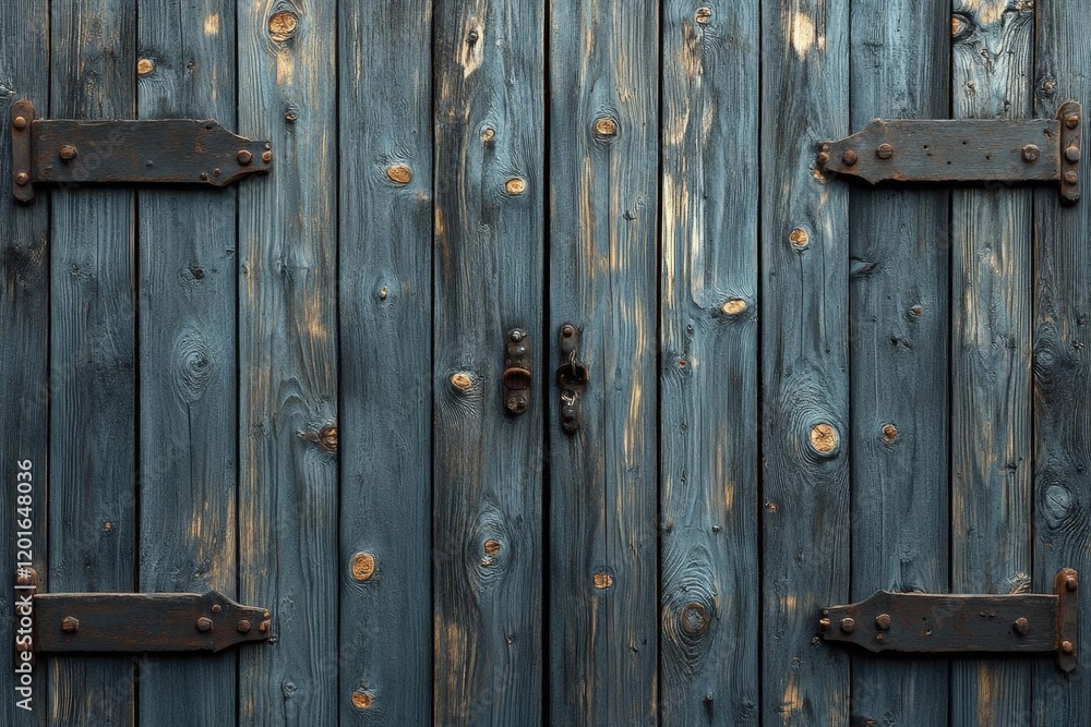 Rustic Weathered Blue Wooden Door with Rusted Hinges Rustic Weathered Blue Wooden Door with Rusted Hinges