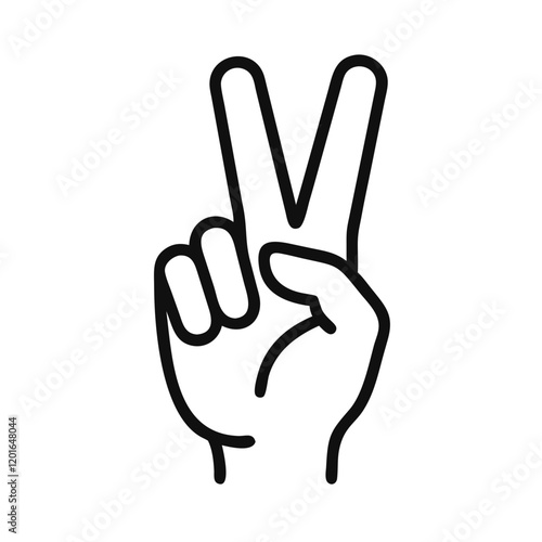 Peace sign gesture illustration in minimalistic style, vector design 