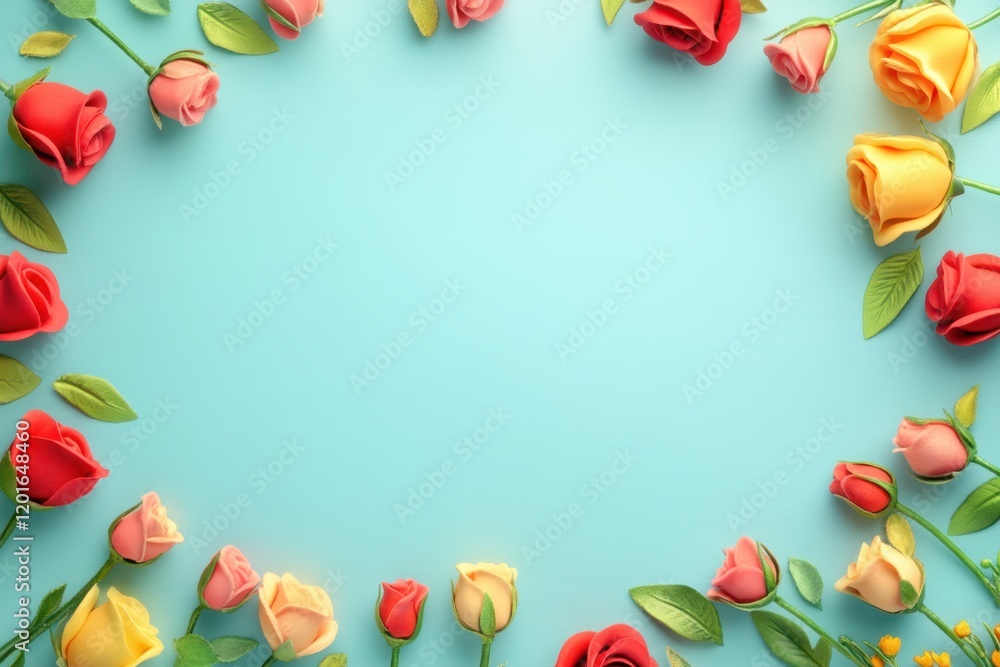 Fototapeta premium A vibrant circle of roses in various colors, radiating love and beauty, perfect for celebrating the spirit of Valentine's Day.