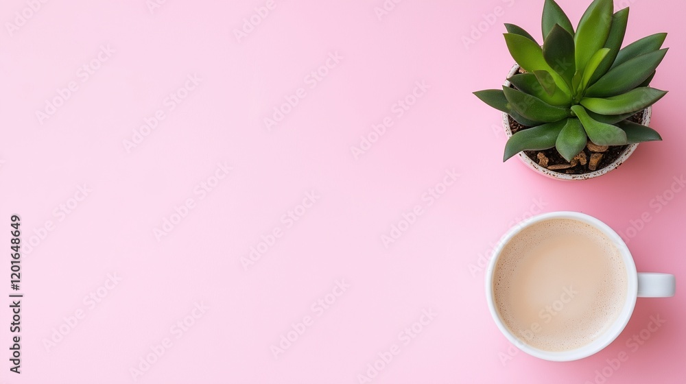 Simple decor with plant and cup arrangement Simple decor with plant and cup arrangement