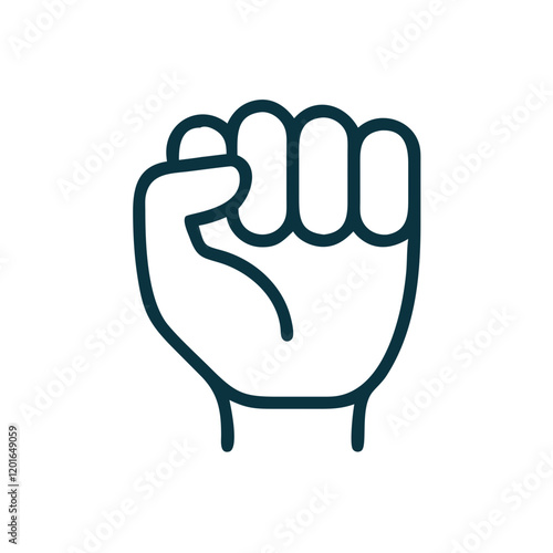 Closed fist icon in minimalistic style, vector illustration