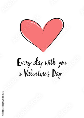 Wallpaper Mural WebValentine Card with Heart and Hand Drawn Lettering. Valentines day concept design.  Torontodigital.ca