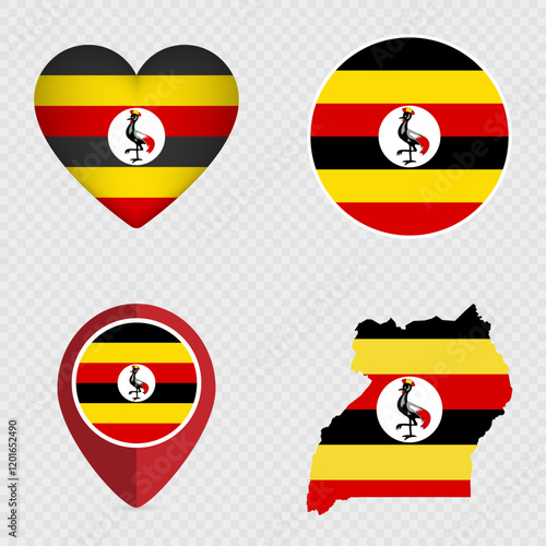 Free Download Uganda Flag Icons Pack. Vector illustration. - GFXLoad
