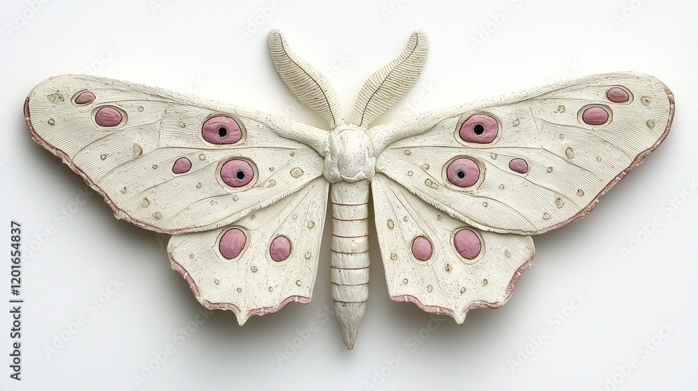 Delicate Porcelain Moth Sculpture with Intricate Wing Detail