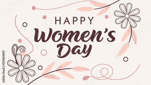 Elegant happy women's day greeting with floral design for celebrating womanhood