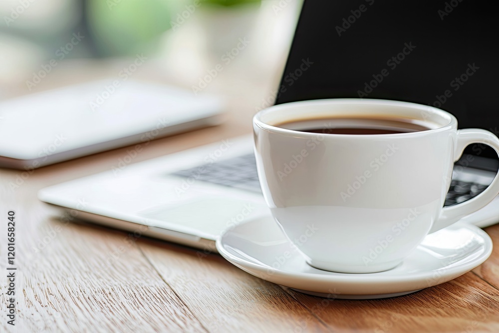 Off to a colleague s desk for a friendly advice session, showcasing a collaborative workspace with laptops and coffee cups Off to a colleague s desk for a friendly advice session, showcasing a collaborative workspace with laptops and coffee cups
