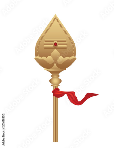 Lord Murugan golden vel on white isolated vector