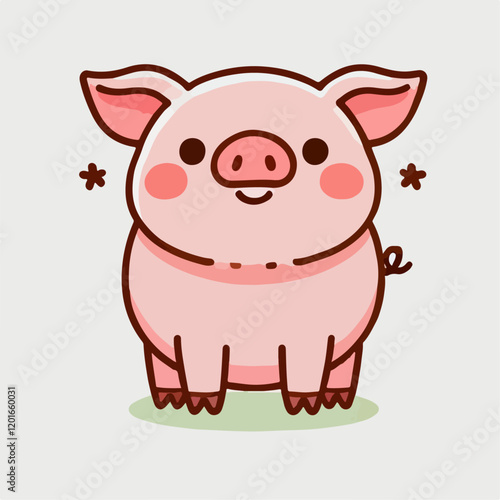 cartoon illustration of cute pig