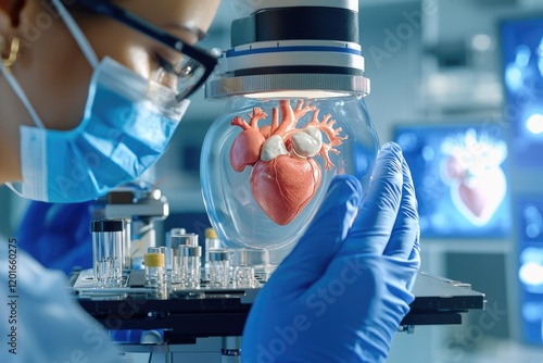 microscope zooming into human heart anatomy, detailed structural observation