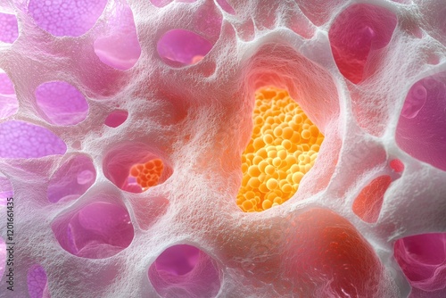 detailed microscope imagery showcasing cellular structure of lung tissue, anatomical exploration