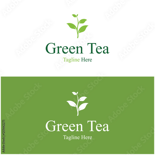 Tea cup logo vector design.Green tea vector logo template.
