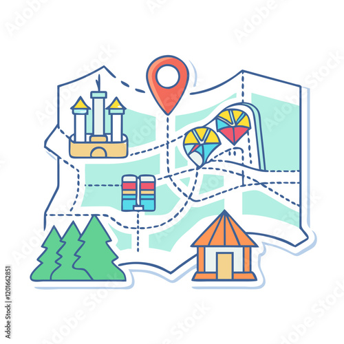 theme park map icon, theme park map vector illustration-simple illustration of theme park map, perfect for theme park map logos and themed design 