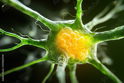detailed anatomical observation of nerve cell structure under microscope, scientific representation