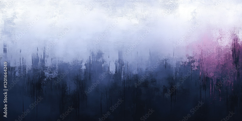 Fototapeta premium Misty city skyline, purple dawn, abstract art, website banner