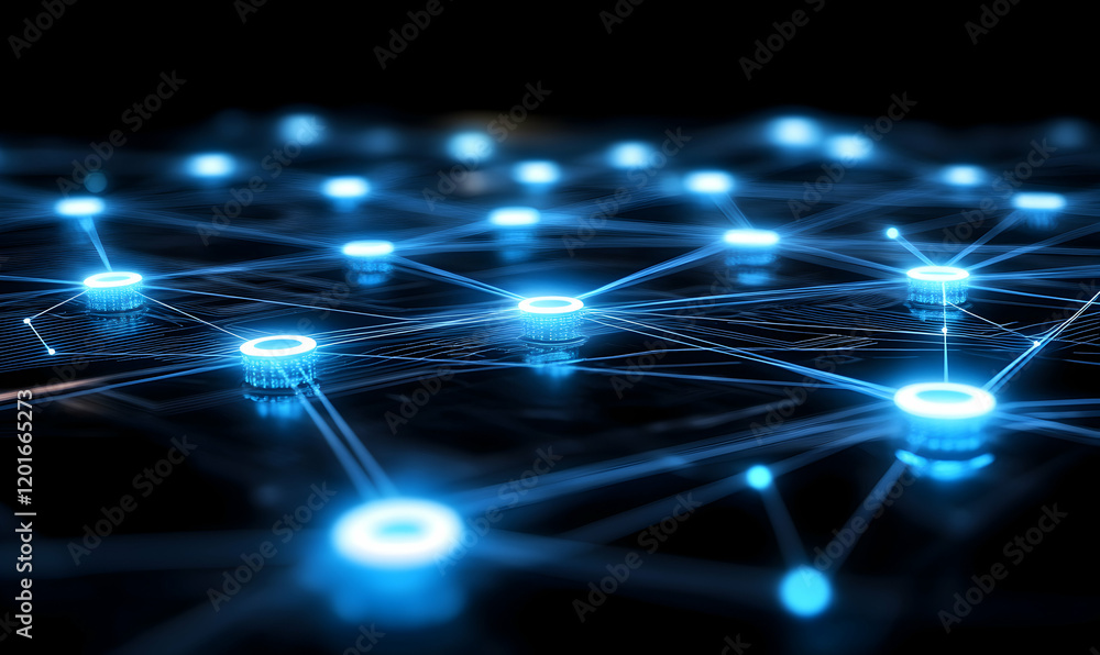 Abstract glowing network nodes interconnected, representing digital connections, data flow, or neural network. Perfect for technology, AI, and connectivity concepts. Abstract glowing network nodes interconnected, representing digital connections, data flow, or neural network. Perfect for technology, AI, and connectivity concepts.
