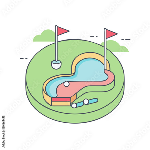 mini golf course icon, mini golf course vector illustration-simple illustration of mini golf course, perfect for mini golf course logos and themed design 
