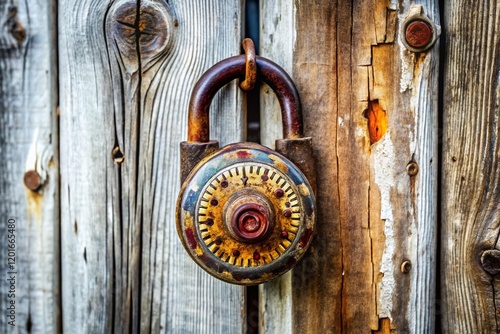 Vintage Number Padlock on Fence - Symbol of Enduring Love - Panoramic Stock Photo