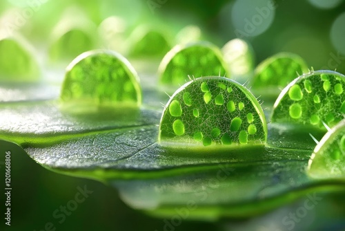 Microscopic view of leaf epidermis cells, capturing the delicate structures involved in plant protection and adaptation