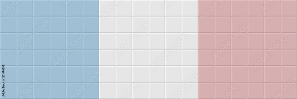 Square tile background. White, blue and pink tiles pattern for kitchen, bathroom or outdoor architecture. Glossy interior design tiled material. Realistic vector illustration. Square tile background. White, blue and pink tiles pattern for kitchen, bathroom or outdoor architecture. Glossy interior design tiled material. Realistic vector illustration.