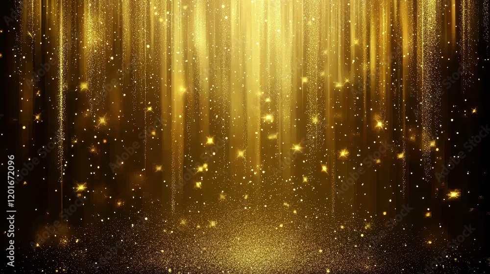 Stunning golden particle award illuminated by shimmering lights. Stunning golden particle award illuminated by shimmering lights.