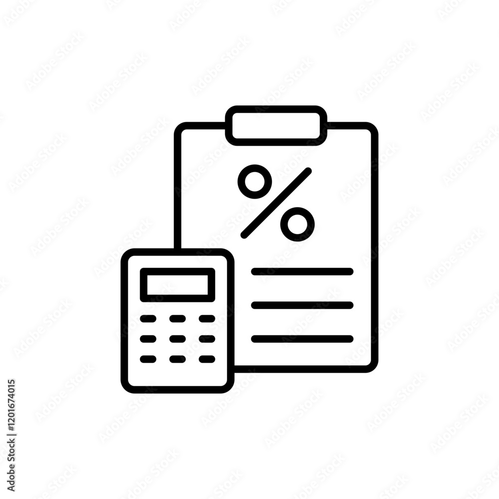Tax calculation outline icons, minimalist vector illustration ,simple transparent graphic element .Isolated on white background Tax calculation outline icons, minimalist vector illustration ,simple transparent graphic element .Isolated on white background