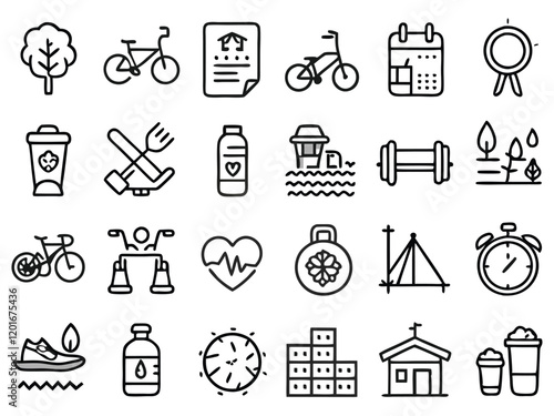 Outdoor Exercise Thin Line Icons Editable Stroke
