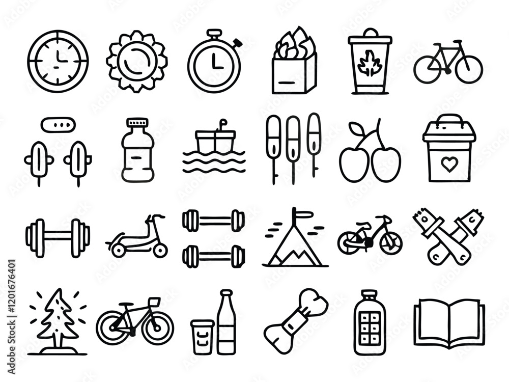 Fototapeta premium Outdoor Exercise Thin Line Icons Editable Stroke 