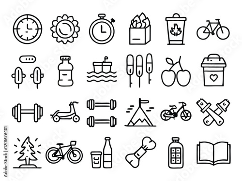Outdoor Exercise Thin Line Icons Editable Stroke
