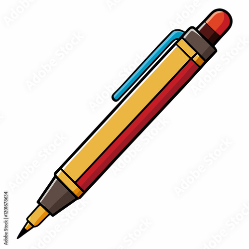 Gel Pen Vector Illustration on White Background