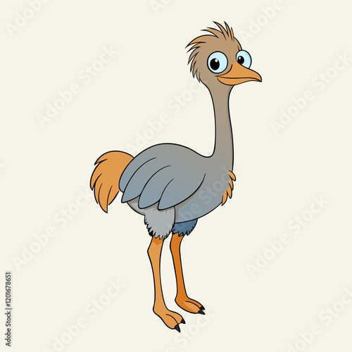 ostrich cartoon isolated emu