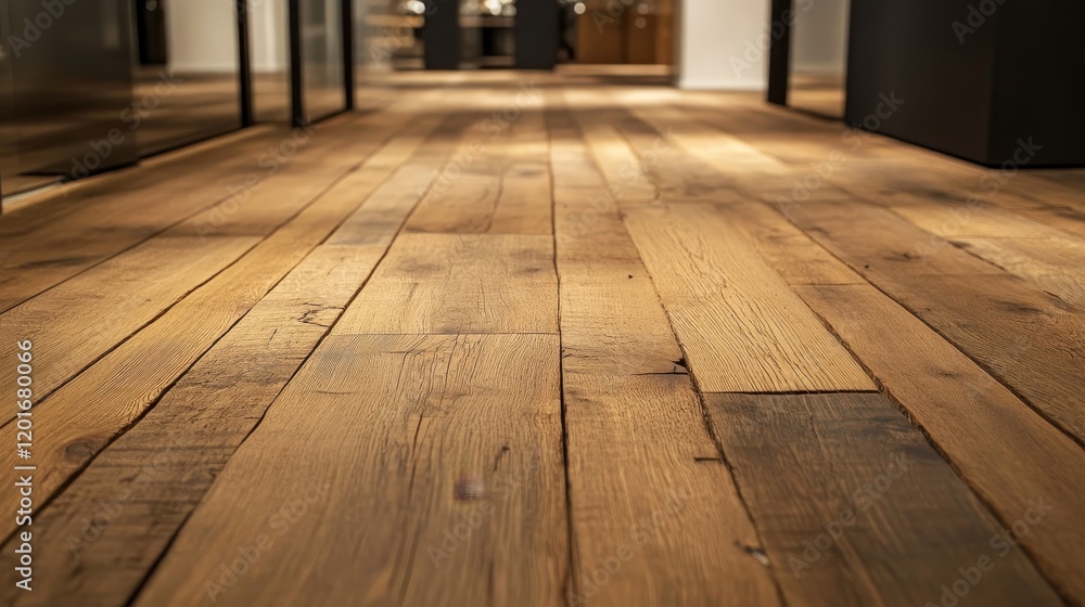 Floor crafted from equal wooden boards, laid out perfectly horizontally and securely fastened by small screws, showcases the quality and design of wooden flooring into any space.