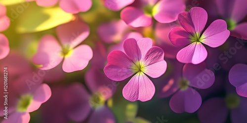 Natural floral macro background featuring Oxalis pes caprae in detail, showcasing the unique beauty and characteristics of the Oxalis pes caprae plant in a vibrant setting. photo