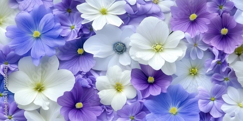 Wallpaper Mural A stunning closeup of delicate white and purple flowers showcases the intricate beauty and vibrant colors of flowers, capturing their charm in a detailed composition of flowers. Torontodigital.ca