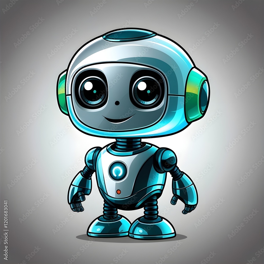 Cute Mini ai robot isolated on transparent background Cute Mini ai robot isolated on transparent background