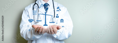 Concept of medical ethics, justice, equity and integrity in health care.