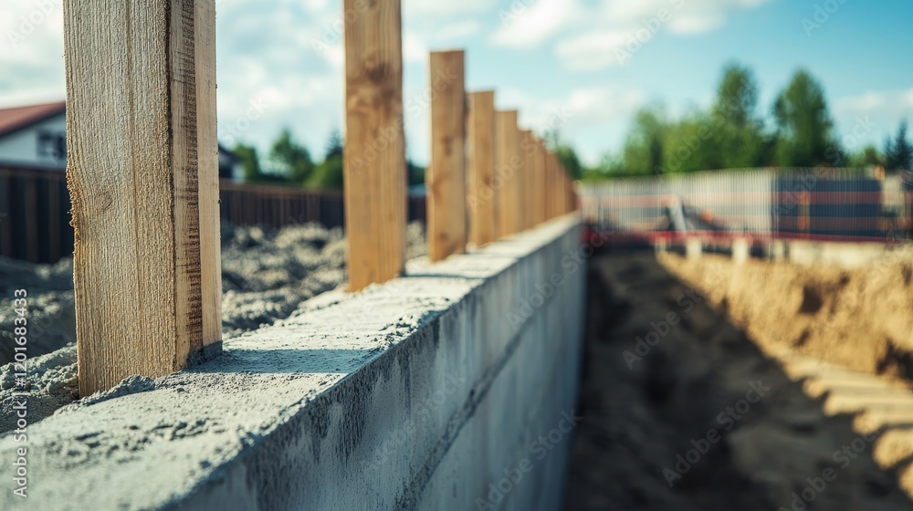 Formwork and concrete are essential components for creating sturdy fences. This image highlights the process of using formwork and concrete effectively in fence construction. Formwork and concrete are essential components for creating sturdy fences. This image highlights the process of using formwork and concrete effectively in fence construction.