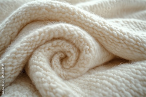 Weiche, handgestrickte Wolltextur in Cremefarben

